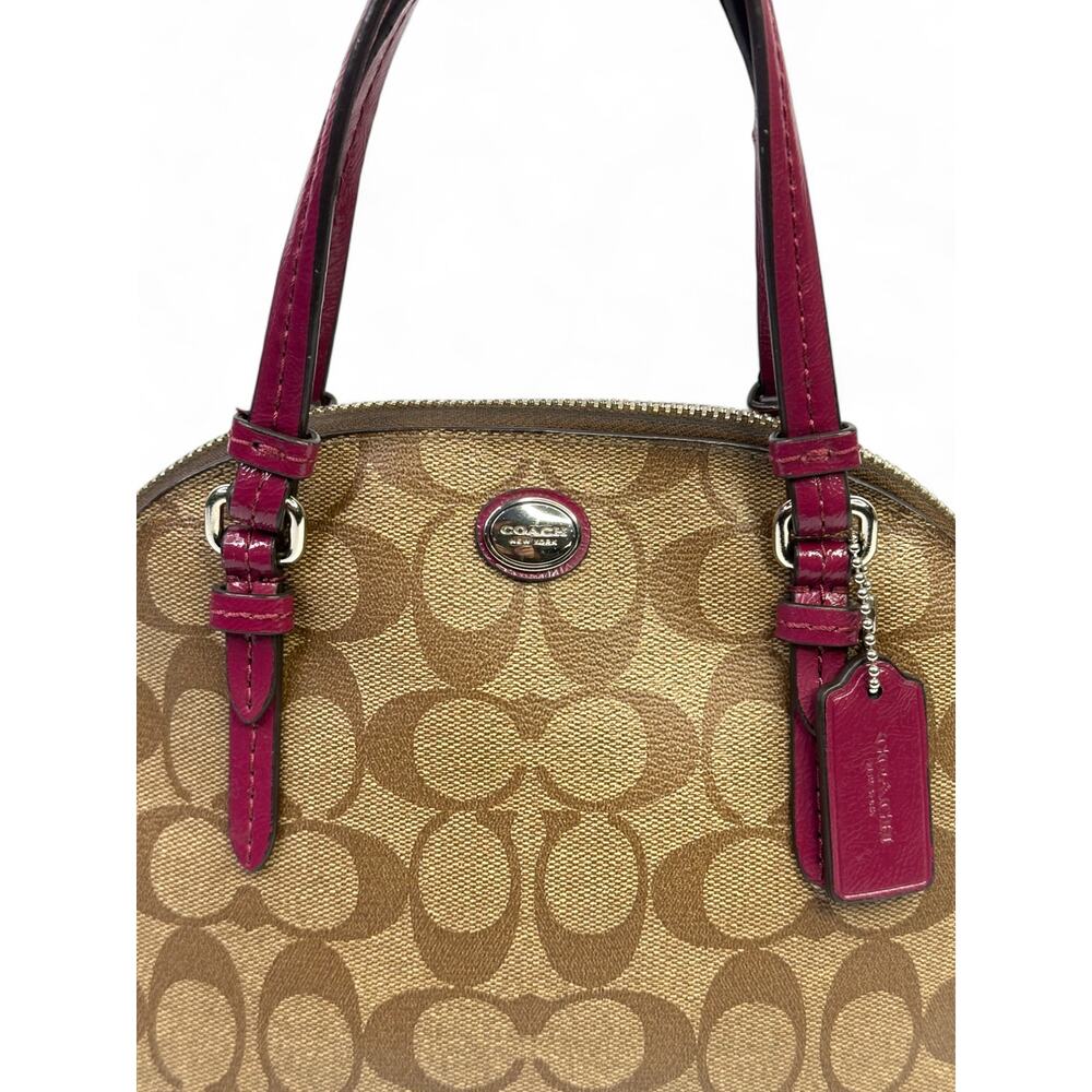 Coach Signature Dome Satchel with Magenta Patent Leather Trim - Picture 3 of 16